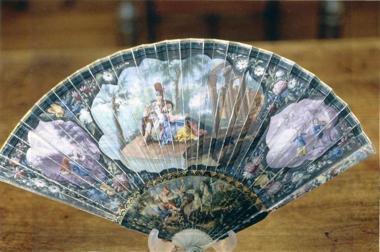 Guerrier faisant ses adieux, éventail, atelier français, v. 1720-1725