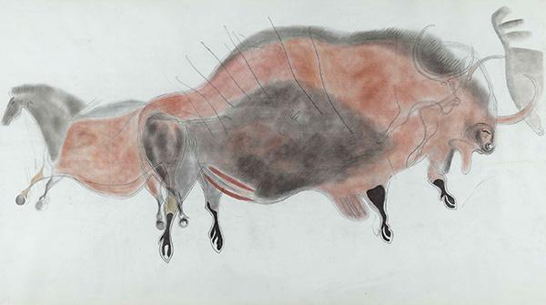 Abbé Glory, Relevé de l’entrée de la nef, paroi gauche de la grotte de Lascaux à Montignac (Dordogne), détail, 1954 © Ministère de la Culture (France), MPP, DR.