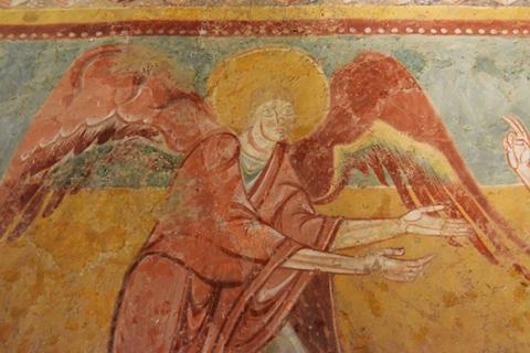 Franck Genestoux, Le Christ servi par les anges, détail, Eglise Saint-Aignan, 2021, Brinay, Cher