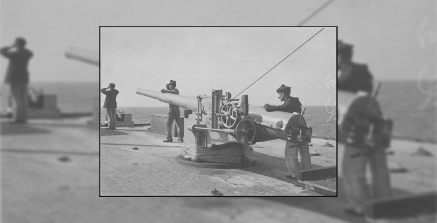 Frédéric Gadmer (opérateur H de l'armée française), A bord de la Provence. Une pièce de 140 arrière, 1915