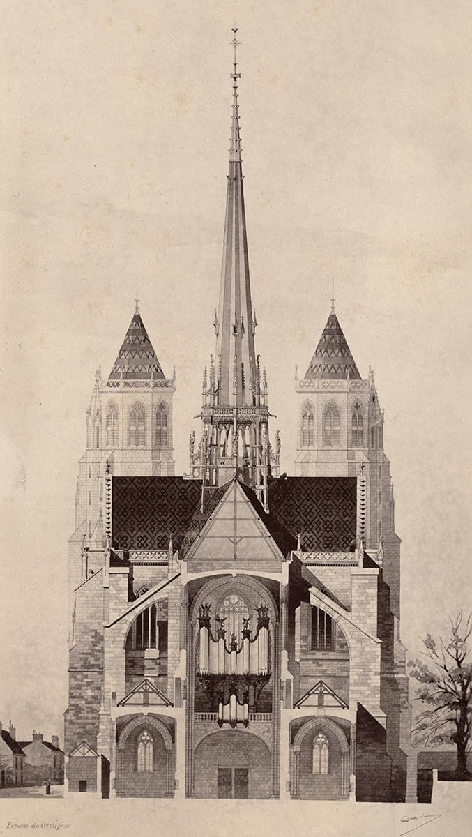 CHARLES SUISSE, COUPE TRANSVERSALE, CATHÉDRALE SAINT-BÉNIGNE, DIJON, VERS 1876