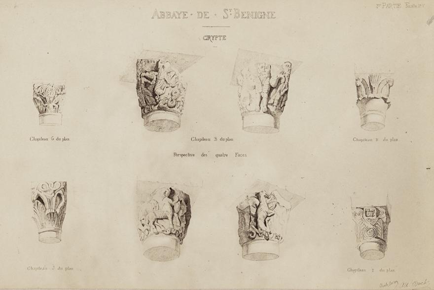 CHARLES SUISSE, DESSINS DE CHAPITEAUX, CATHÉDRALE SAINT-BÉNIGNE, DIJON, VERS 1876