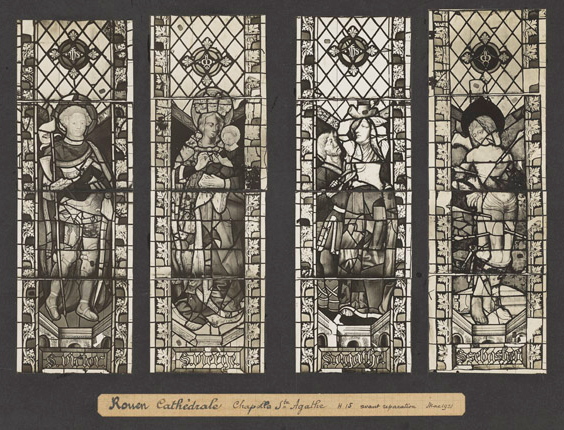 Chapelle Sainte-Agathe, fenêtre H 15, avant restauration, Cathédrale Notre-Dame, Rouen, 1921