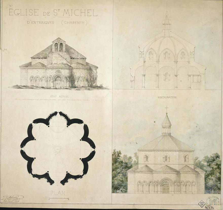 Paul Abadie, Église de Saint-Michel : État actuel et restauration (Charente), février 1848