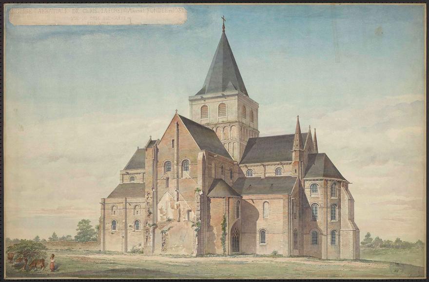 Alphonse Simil, Vue du côté sud-ouest de l’Abbaye de Cerisy-la-Forêt (Manche), état actuel, 1887