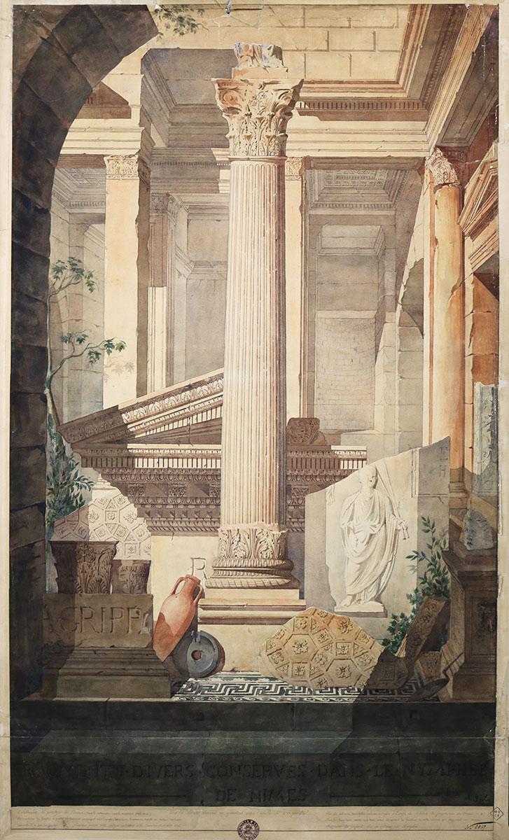 Alphonse Simil, Fragments divers conservés dans le nymphée de Nîmes (Gard), 1868