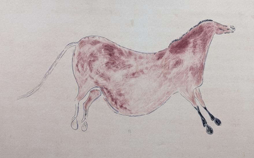Maurice Thaon, Cheval rouge, relevé de la grotte de Lascaux, 1941  © MPP, ministère de la Culture (France), diff. GrandPalaisRmn Photo