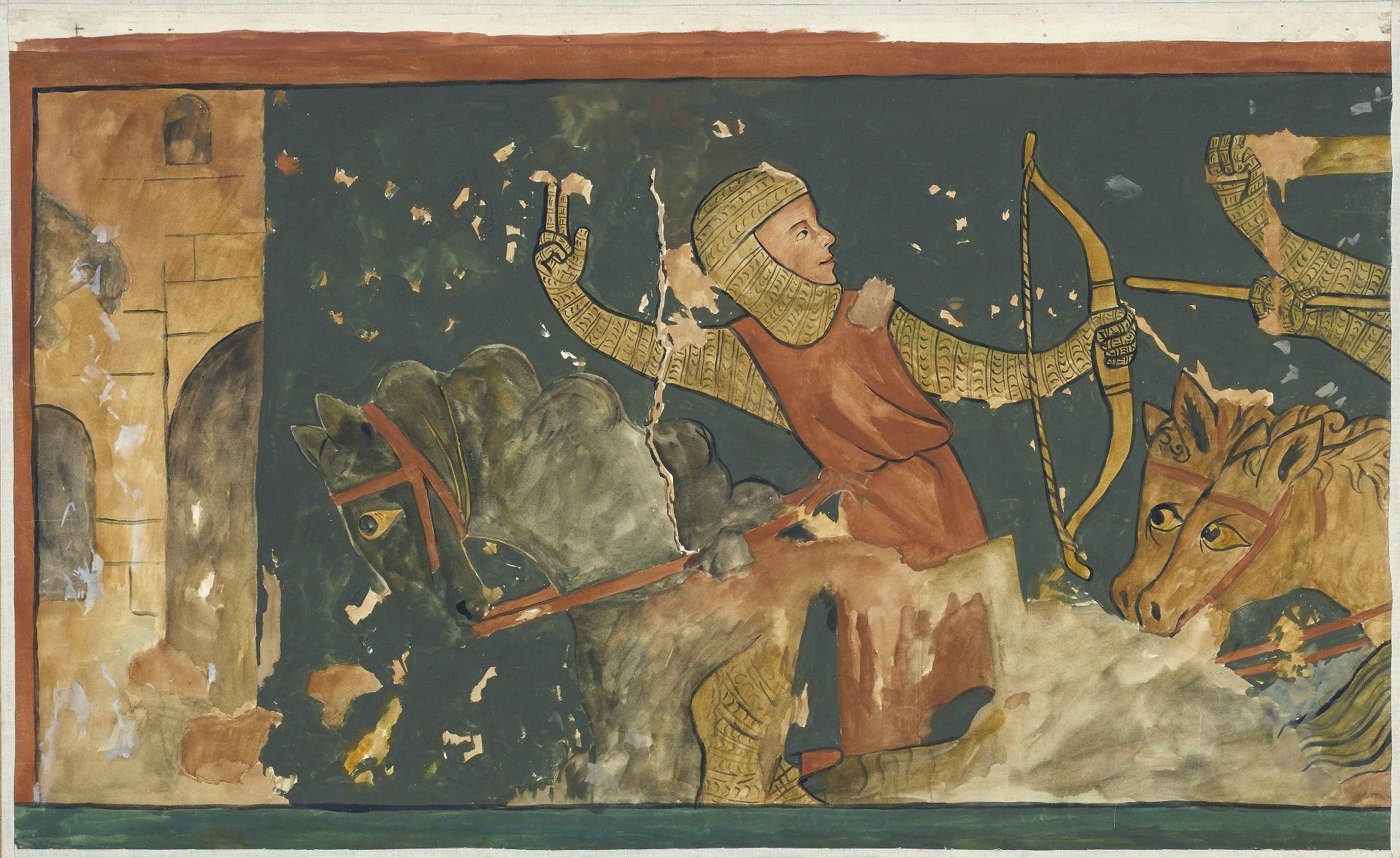 peinture mural d'un archer à cheval