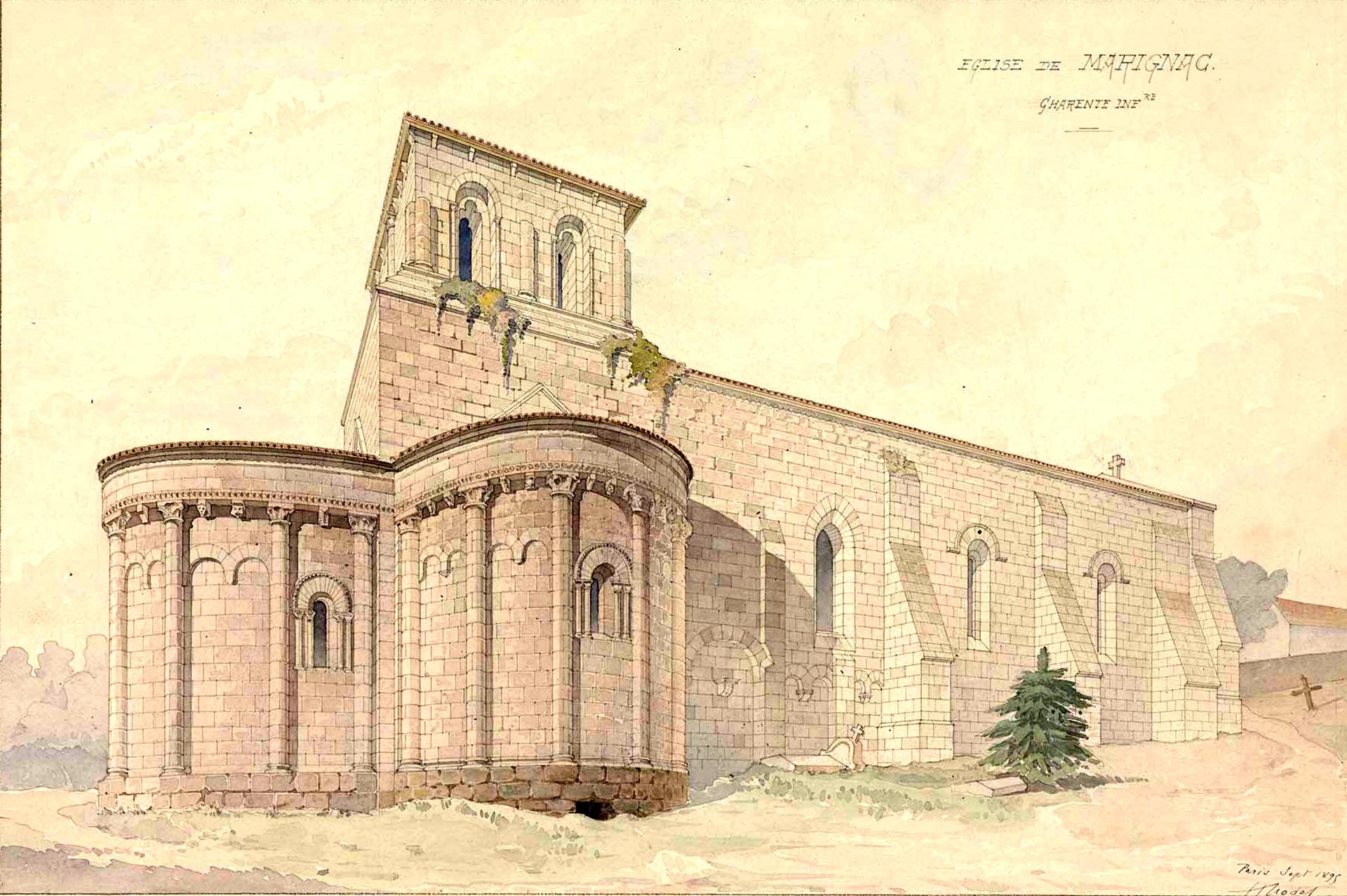 Henri Nodet, Église de Marignac (Charente-Maritime), aquarelle, 1895 © Ministère de la Culture (France), MPP, diff. RMN-GP