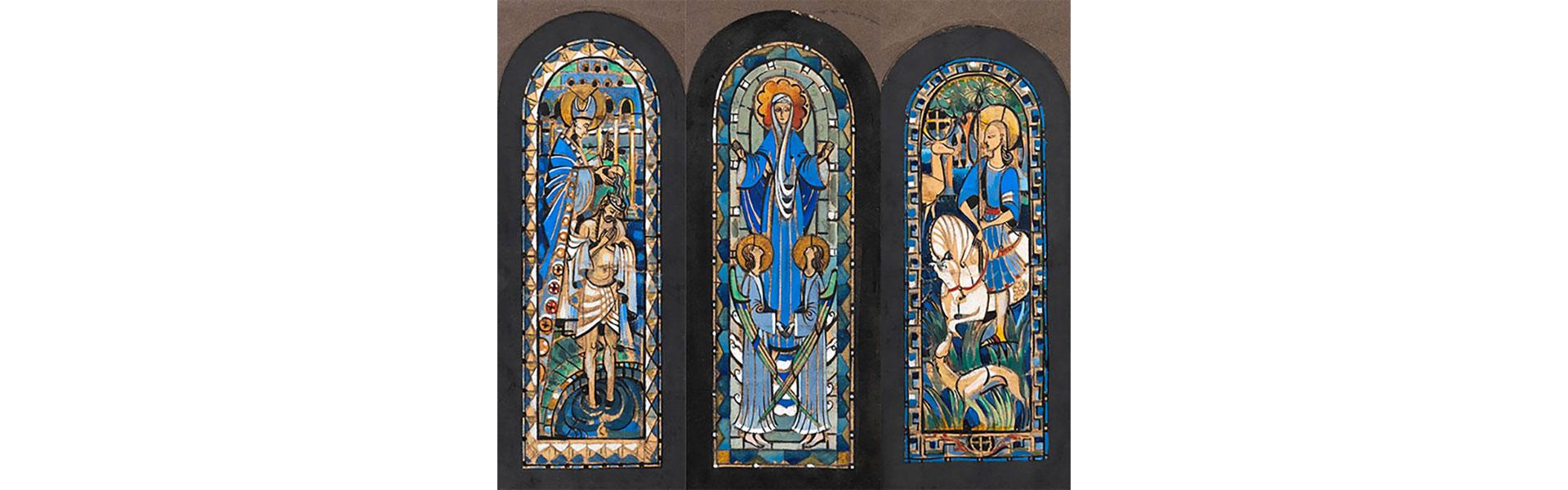 Atelier Jacques Grüber, Projets de vitraux pour l’église Saint-Remi à Fontenoy (Aisne), trois gouaches sur papier, [sd] © Ministère de la Culture (France), MPP, diff. GrandPalaisRmn Photo